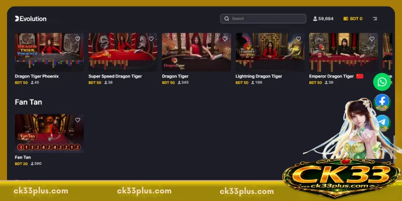 Recommended games at Evolution Live Casino