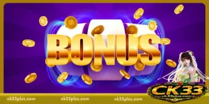 Slot reels with glowing bonus text and falling coins representing a buy feature mechanic